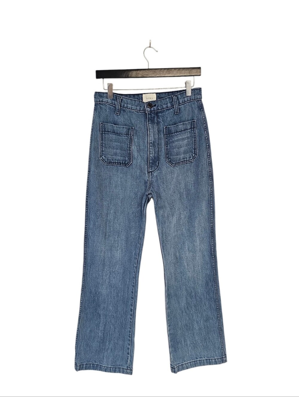 DOEN 100% Cotton Patch Pocket Straight Leg Blue Jeans 29 Preowned